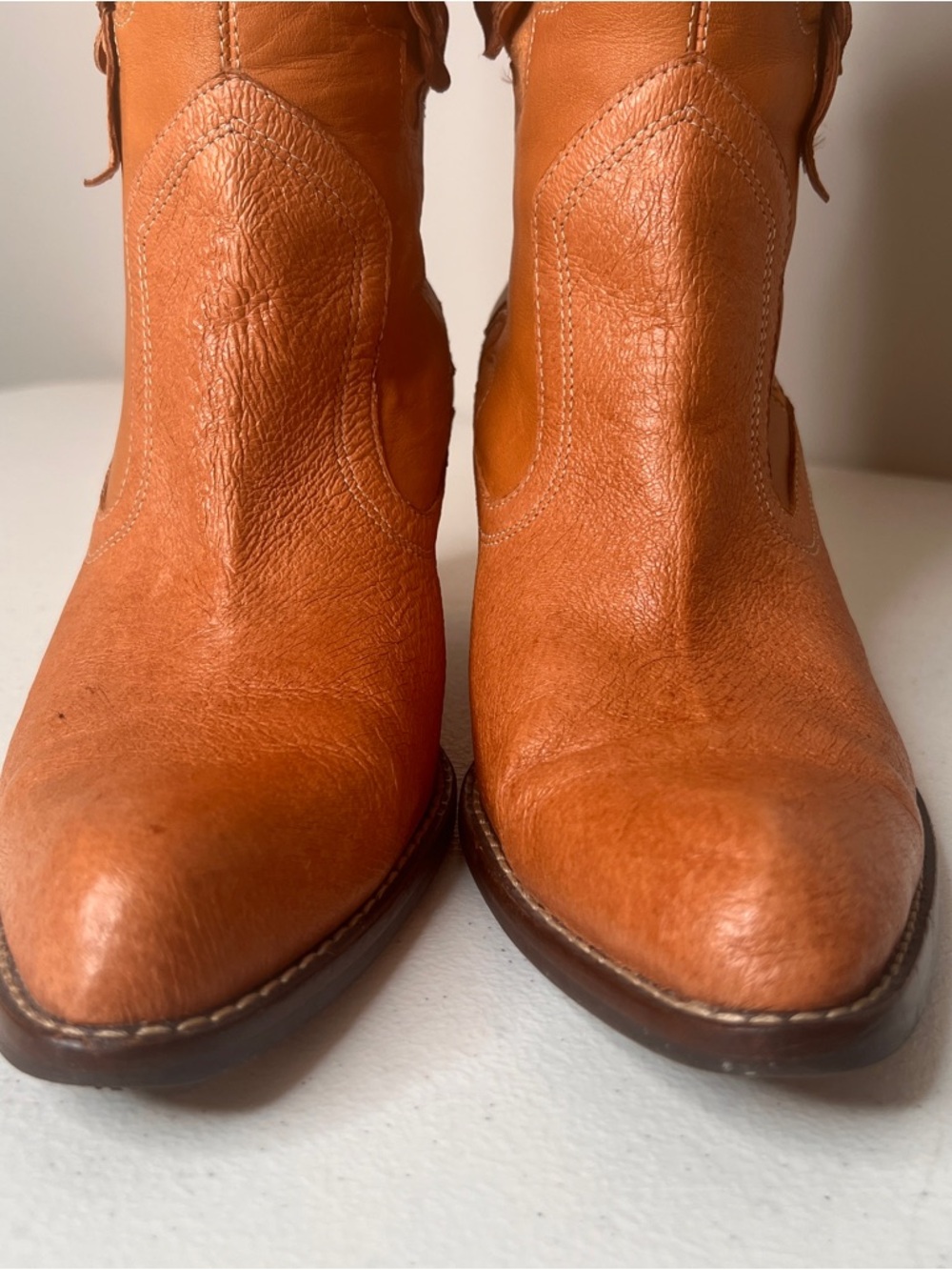 Mia Candida Cowgirl Leather Boots Brown Daisy Embellished Boho Womens Size 10 - Picture 3 of 16